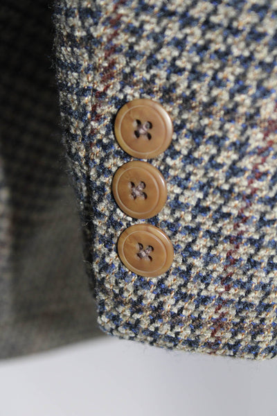 Ralph Ralph Lauren Mens Wool Houndstooth Buttoned Blazer Brown Size EUR42