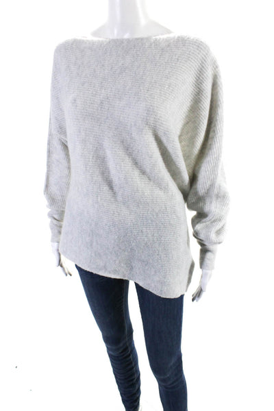 Intermix Womens Cashmere Boat Neck Long Sleeves Sweater Gray Size Medium