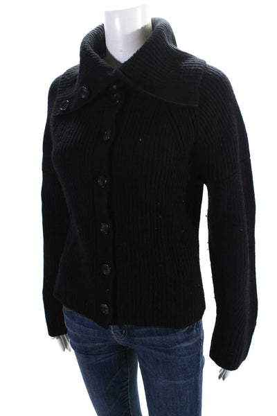 A.L.C. Womens Long Sleeves Button Down Cardigan Sweater Black Wool Size Small