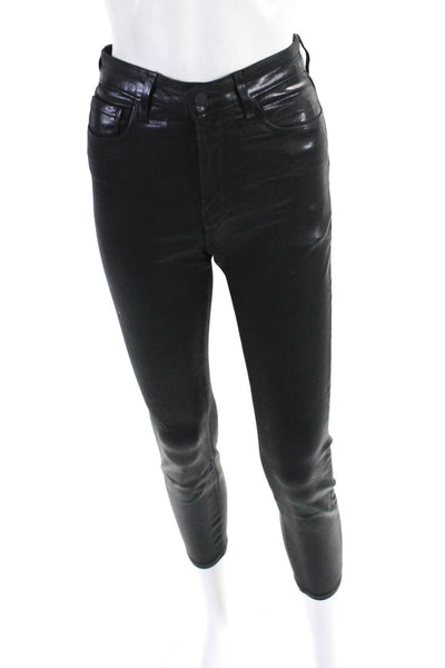 L'Agence Womens Margot High Rise Skinny Leg Jeans Black Coated Size 27