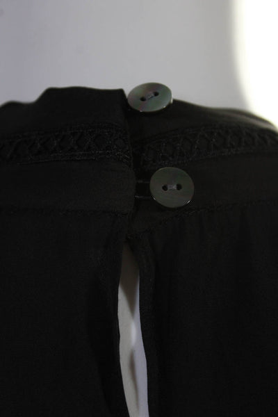 Ramy Brook Womens Knit Trim V Neck Sleeveless A Line Dress Black Size Small
