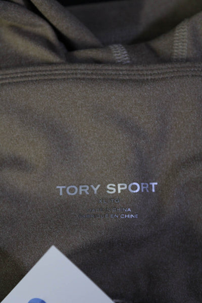 Tory Sport Womens Striped Elastic Waist Slip-On Athletic Leggings Brown Size XL
