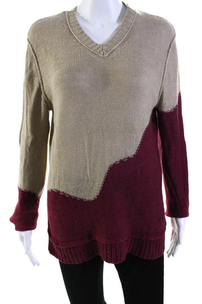 Rodarte + Opening Ceremony Womens V-Neck Long Sleeves Color Block Sweater Size S
