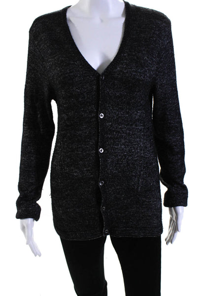 Raf Simons Womens V-Neck Long Sleeves Button Down Cardigan Sweater Black Size XS