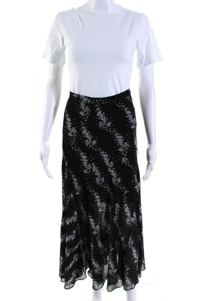 Allsaints Womens Side Zip Floral Sheer Overlay Prima Cultivar Skirt Black Size 0