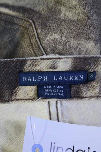 Ralph Lauren Blue Label Womens Mid Rise Animal Print Cropped Jeans Brown Size 28