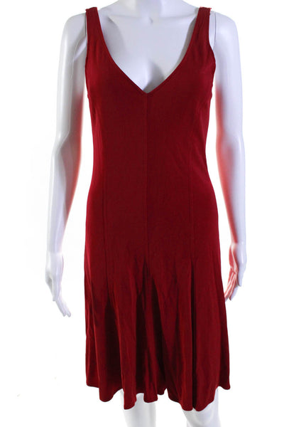 Ralph Lauren Black Label Womens Sleeveless V Neck Knit Dress Red Size 2