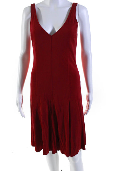 Ralph Lauren Black Label Womens Sleeveless V Neck Knit Dress Red Size 2