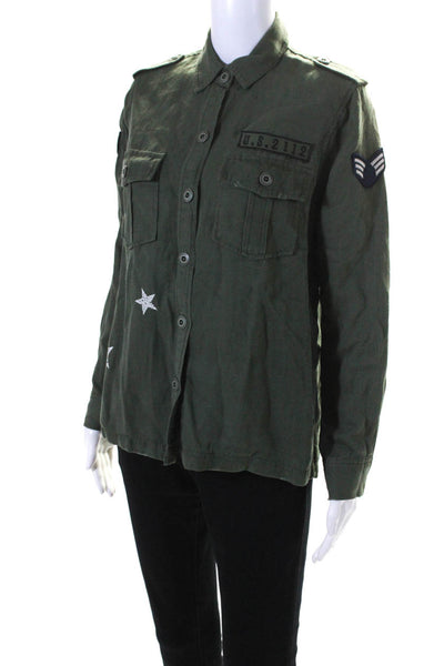 Rails Womens Army Green Collar Button Down Long Sleeve Jacket Size XS