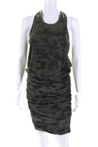 Sundry Womens Camouflage Print Ruched Sleeveless Maxi Dress Green Size 2