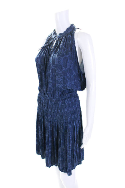 Current Air Womens Snakeskin Print Key Hole Neck Dress Blue Size Medium