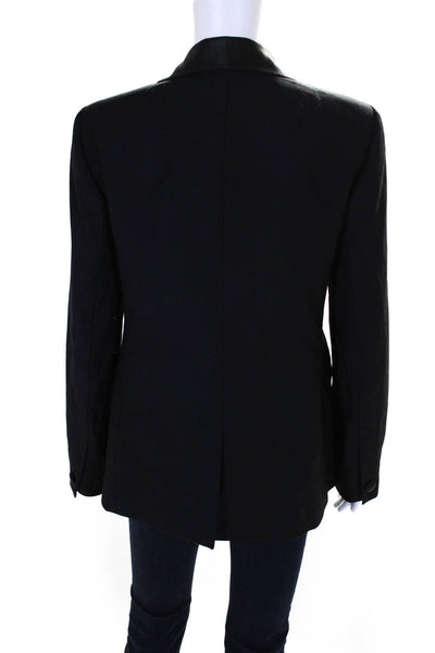 J Crew Womens Wool V-Neck Collared Long Sleeve Button Up Blazer Black Size 10