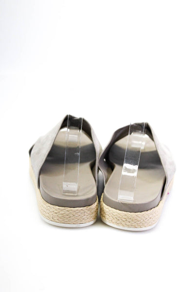 Vince Womens Suede Strappy Open Toe Slide On Platform Sandals Gray Size 8.5M