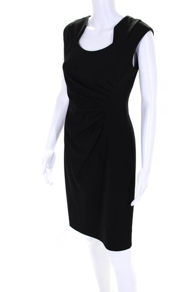 Calvin Klein Womens Sleeveless Knee Length Ruched Sheath Dress Black Size 4