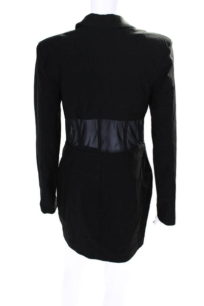 Michael Costello x Revolve Womens Hook Eye Mesh Panel Blazer Dress Black Size L