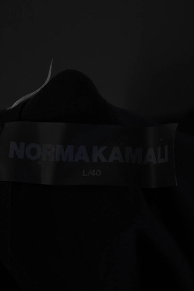 Norma Kamali Womens Collared Hook Pile Closure Long Sleeve Jumpsuit Black Size L