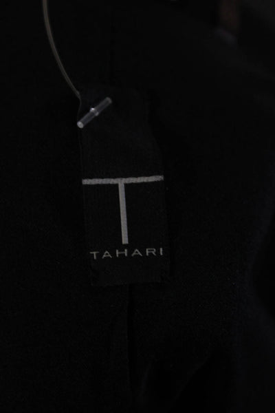 T Tahari Womens Pinstripe Single Breasted Notched Lapel Blazer Black Size 10
