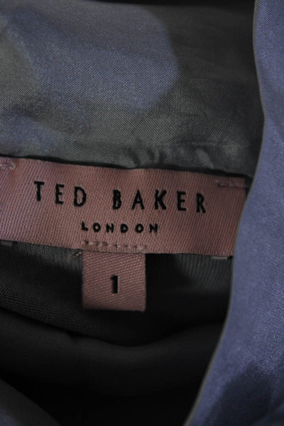 Ted Baker London Women's Tie Neck Long Sleeves Dressy Blouse Gray Size 1