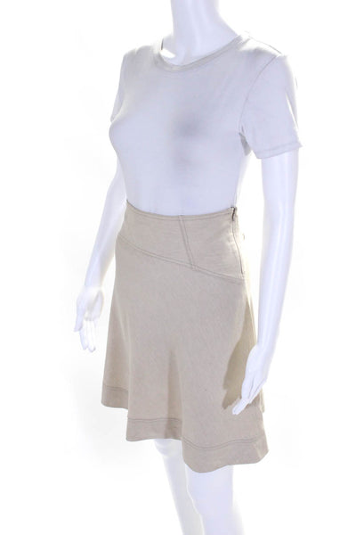 Missoni Women's Zip Closure Flare A-Line Mini Unlined Skirt Beige Size 8