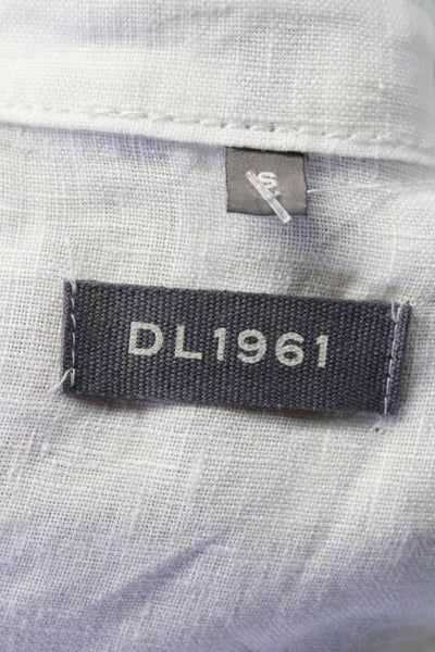 DL1961 Womens Colared Short Sleeve Cropped Blouse Linen White Size Small