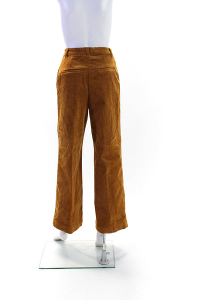 Monki Womens Wide Leg Four Pocket Pants Corduroy Brown Size 34
