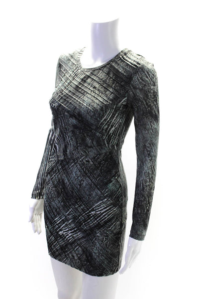 Torn by Ronny Kobo Womens Back Zip Long Sleeve Printed Dress Gray Size XS