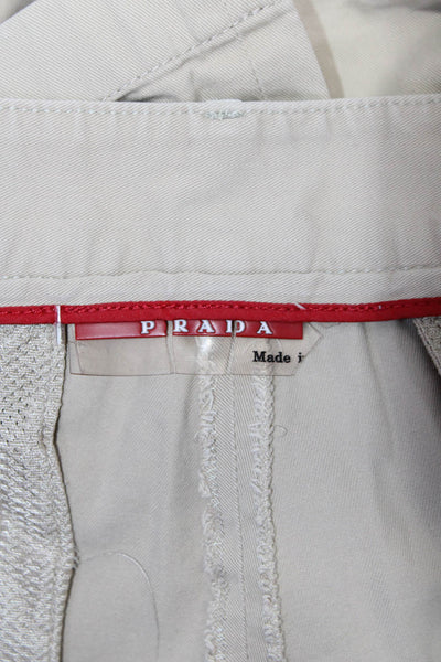 Prada Sport Womens Zipper Fly Mid Rise Straight Leg Pants Beige Cotton IT 46