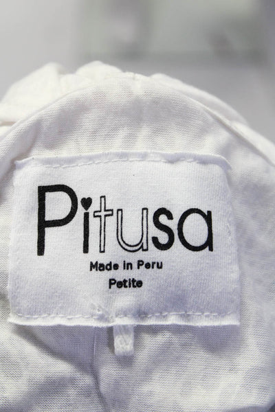 Pitusa Women's V-Neck Spaghetti Straps A-Line Midi Dress White Size S
