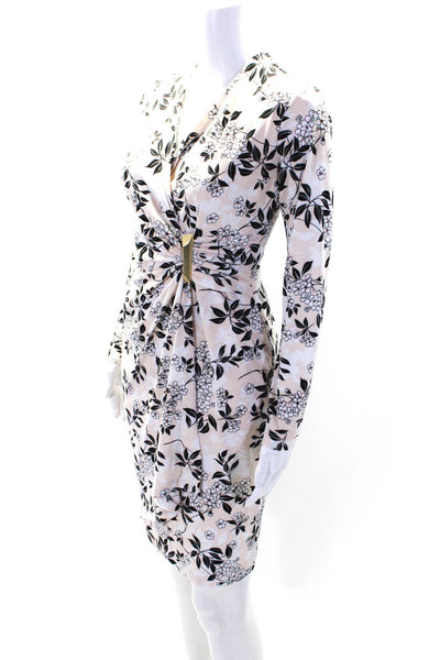 Calvin Klein Women's V-Neck Cinch Long Sleeves Floral Wrap Mini Dress Size 2