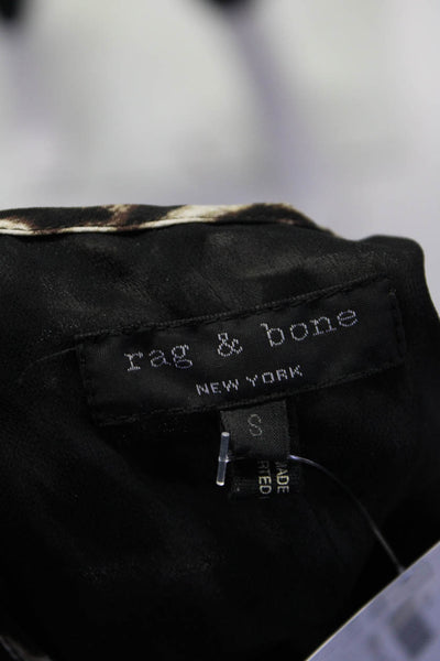 Rag & Bone Womens Cheetah Print Sleeveless Scoop Neck Blouse Silk Black Small