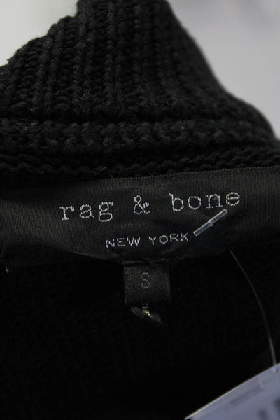 Rag & Bone Womens Zip Front Cowl Neck Sweater Black Blue Size Small