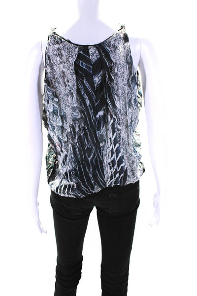 Helmut Lang Womens Asymmetrical Abstract Print Sleeveless Blouse Size Small