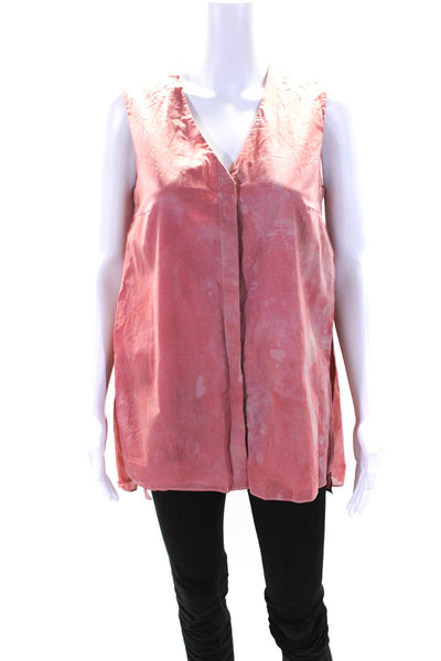 Akris Womens Sleeveless V Neck Button Down Blouse Pink Size 6