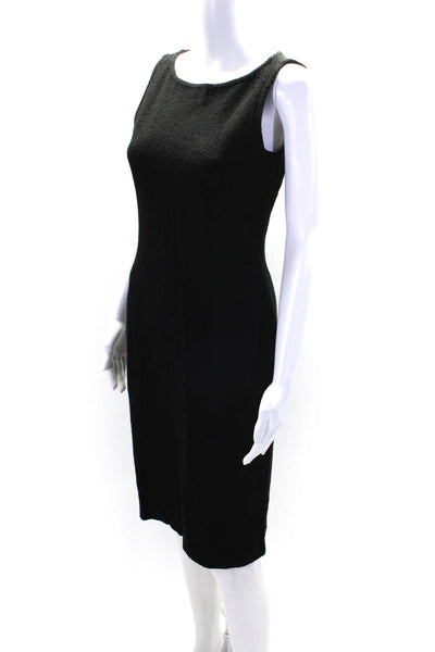 St. John Womens Scoop Neck Sleeveless Back Zip Dress Black Size Small