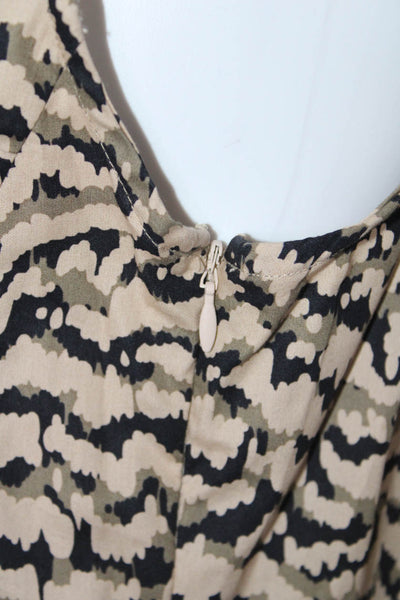 Gerard Darel Womens Abstract Print Sleeveless Shirt Dress Beige Black Size FR 38