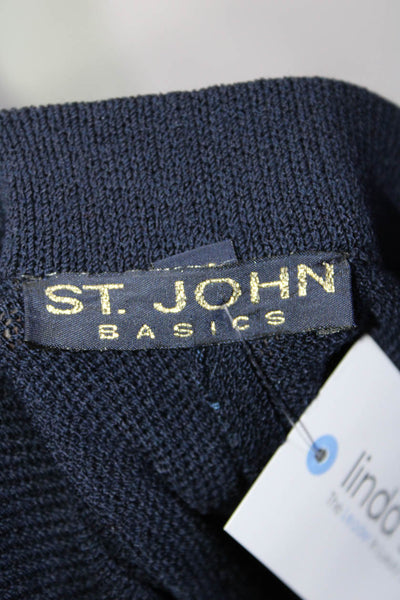 St. John Basics Womens High Waist Santana Knit Tapered Pants Navy Size 6