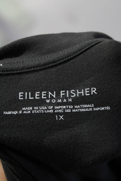 Eileen Fisher Womens Crew Neck Jersey 3/4 Sleeve Tee Shirt Dress Gray Size 1X