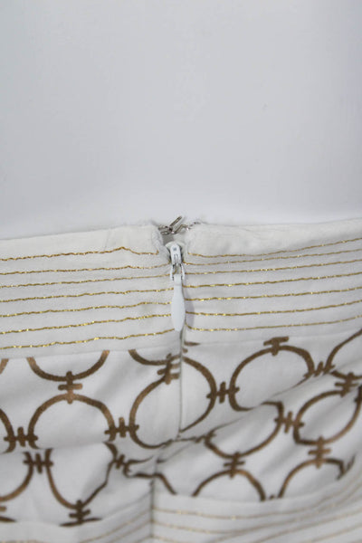 Gretchen Scott Womens Metallic Embroidered Strapless Sheath Dress White Medium