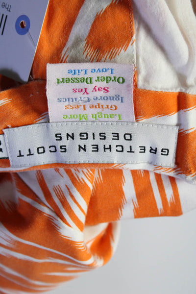 Gretchen Scott Womens Ikat Print Halter Sleeveless Shift Dress Orange Medium