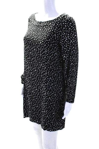 Marimekko Womens Long Sleeve Spotted Jersey Shift Dress Black White Size FR 34