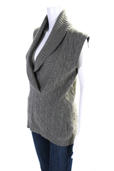 Ralph Lauren Black Label Womens Cable Knit Shell Sweater Gray Size Medium