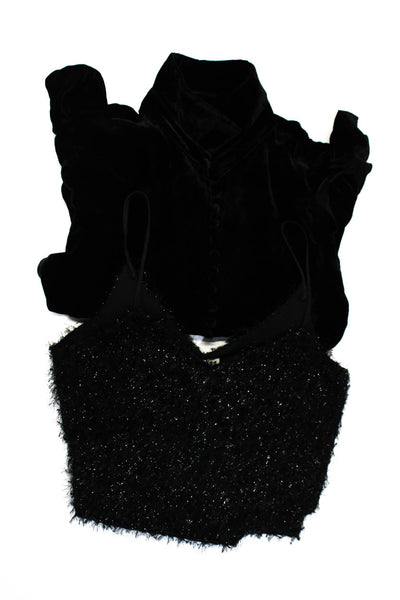 Whistles Frame Womens V Neck Tank Top Velvet Blouse Black Size 2 Medium Lot 2
