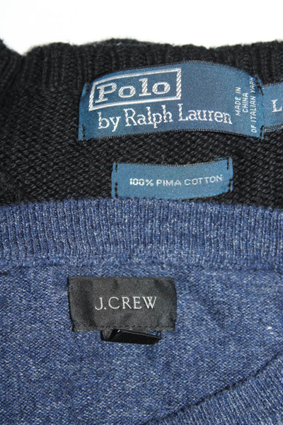 Polo Ralph Lauren J Crew Mens Cotton Long Sleeve Sweaters Black Size L Lot 2