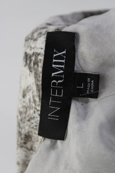 Intermix Womens Snake Print V Neck Layered Blouse Silk White Size Large