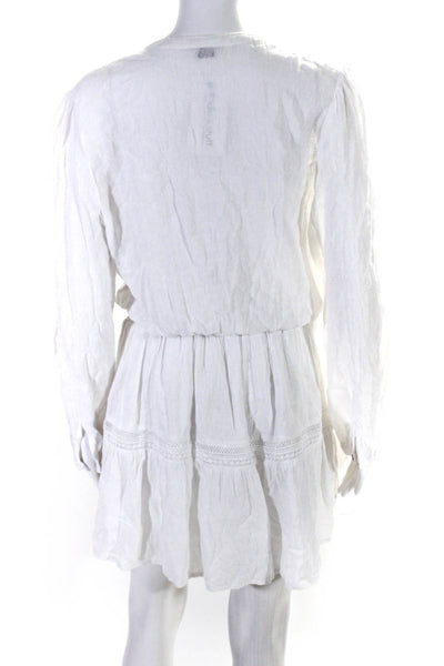 Rails Womens Button Down Long Sleeve V Neck Dress White Size Small