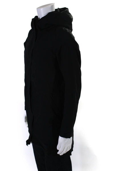 Designer Womens Zip Up Insulated Rain Jacket Black Size Medium