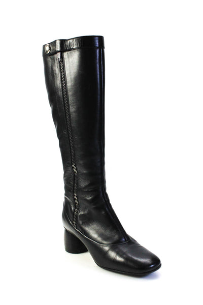 Marc Jacobs Womens Black Leather Zip Block Heels Knee High Boots Shoes Size 8.5