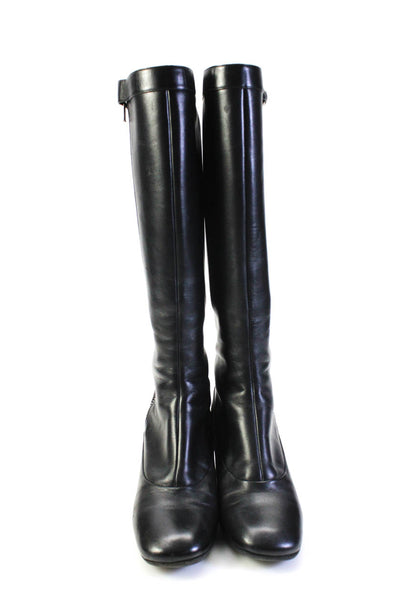 Marc Jacobs Womens Black Leather Zip Block Heels Knee High Boots Shoes Size 8.5