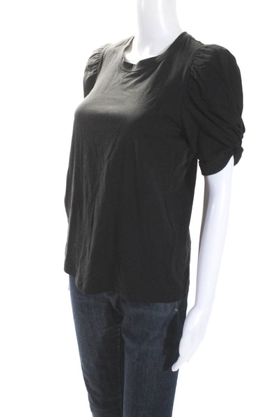 ALC Women's Round Neck Short Sleeves Basic T-Shirt Black Size XS