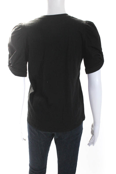 ALC Women's Round Neck Short Sleeves Basic T-Shirt Black Size XS